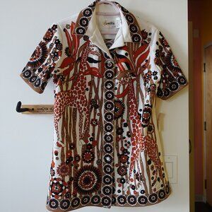 Hamilton Vintage giraffe Safari Animals 70s Shirt Disco Large L LG LRG MED M SM